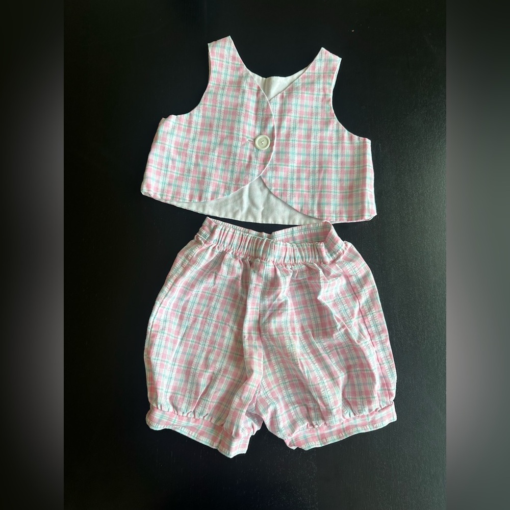 Vintage Kelly’s Kids Pink and Green Plaid Two-Piece Set - Picture 2 of 4